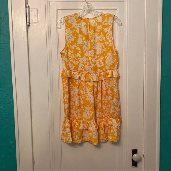 Ramy Brook Yellow Floral Ruffle Mini Dress Boho Garden Party Summer Size 10 - Picture 4 of 8